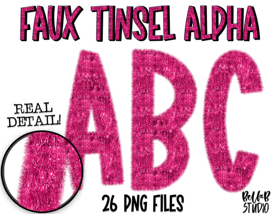 Faux Tinsel Alphabet Set - Pink