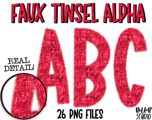 Faux Tinsel Alphabet Set - Red