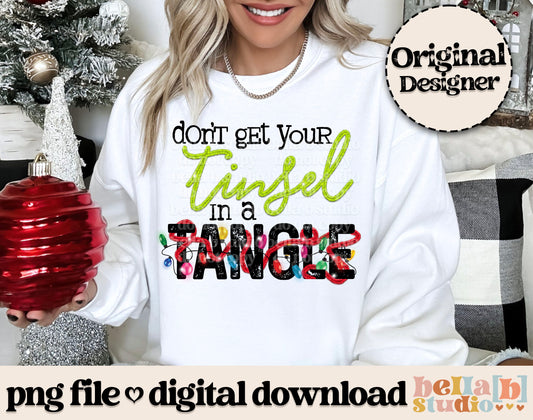 Don't Get Your Tinsel In a Tangle PNG Design - Green/Red