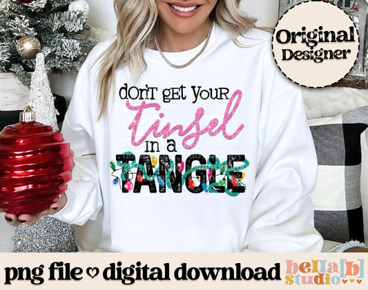 Don't Get Your Tinsel In a Tangle PNG Design - Pink/Teal