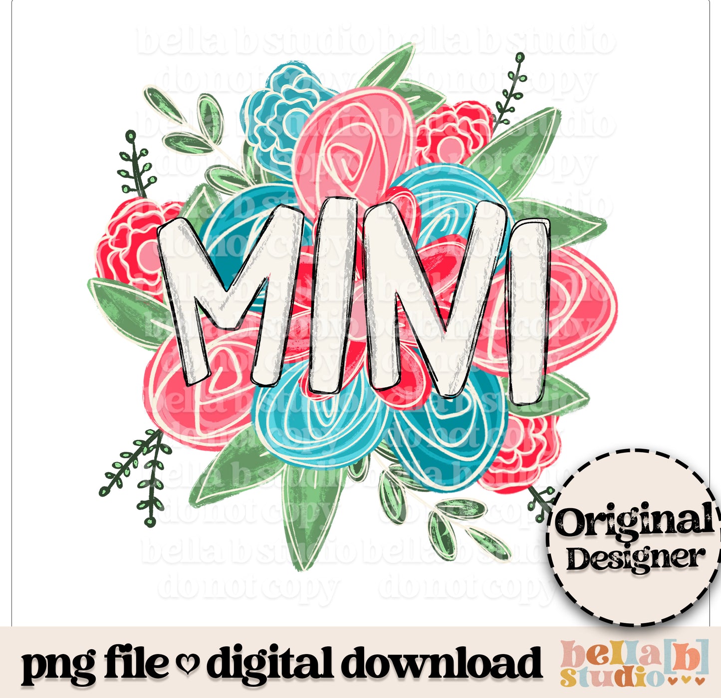 Mini USA Floral PNG Design