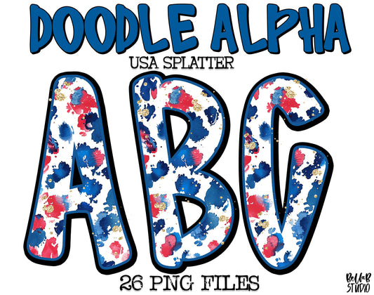 USA Doodle Alpha Splatter