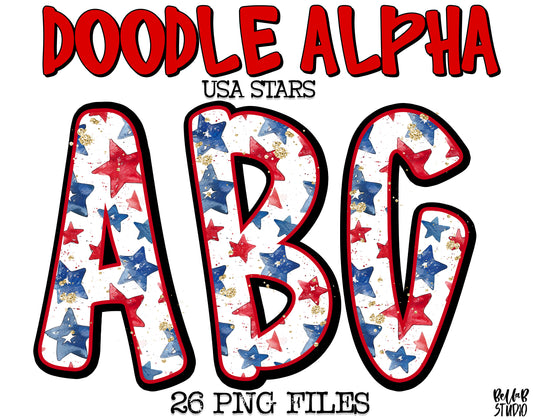 USA Doodle Alpha Stars