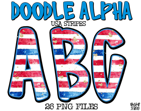 USA Doodle Alpha Stripes