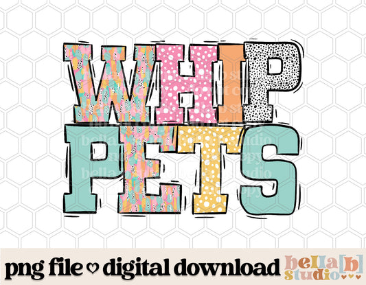 Whippets - Pastel Strokes Varsity Mascot PNG