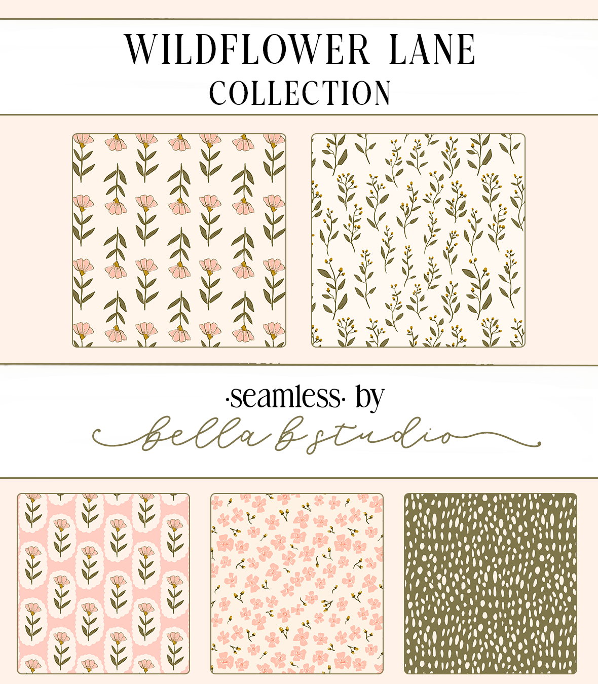 Wildflower Lane Seamless Pattern Bundle - [ PNG File ]