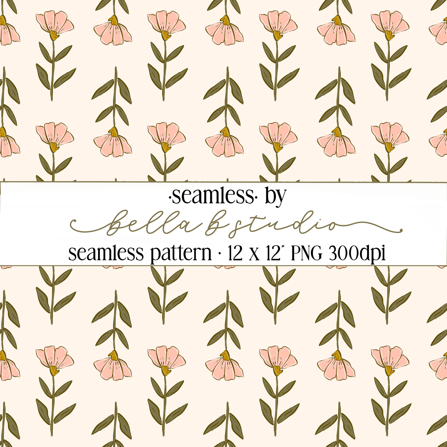 Organic Wildflower Seamless Digital Paper - PNG File