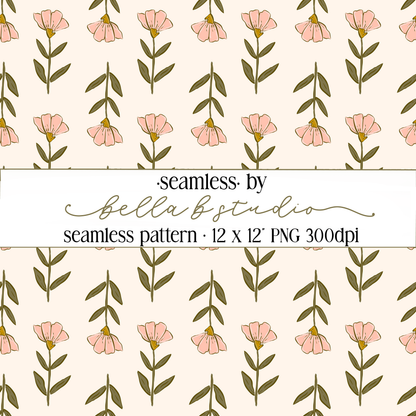 Organic Wildflower Seamless Digital Paper - PNG File