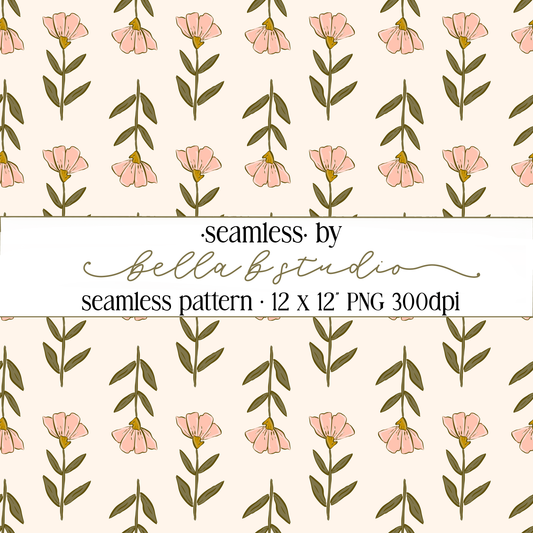 Organic Wildflower Seamless Digital Paper - PNG File