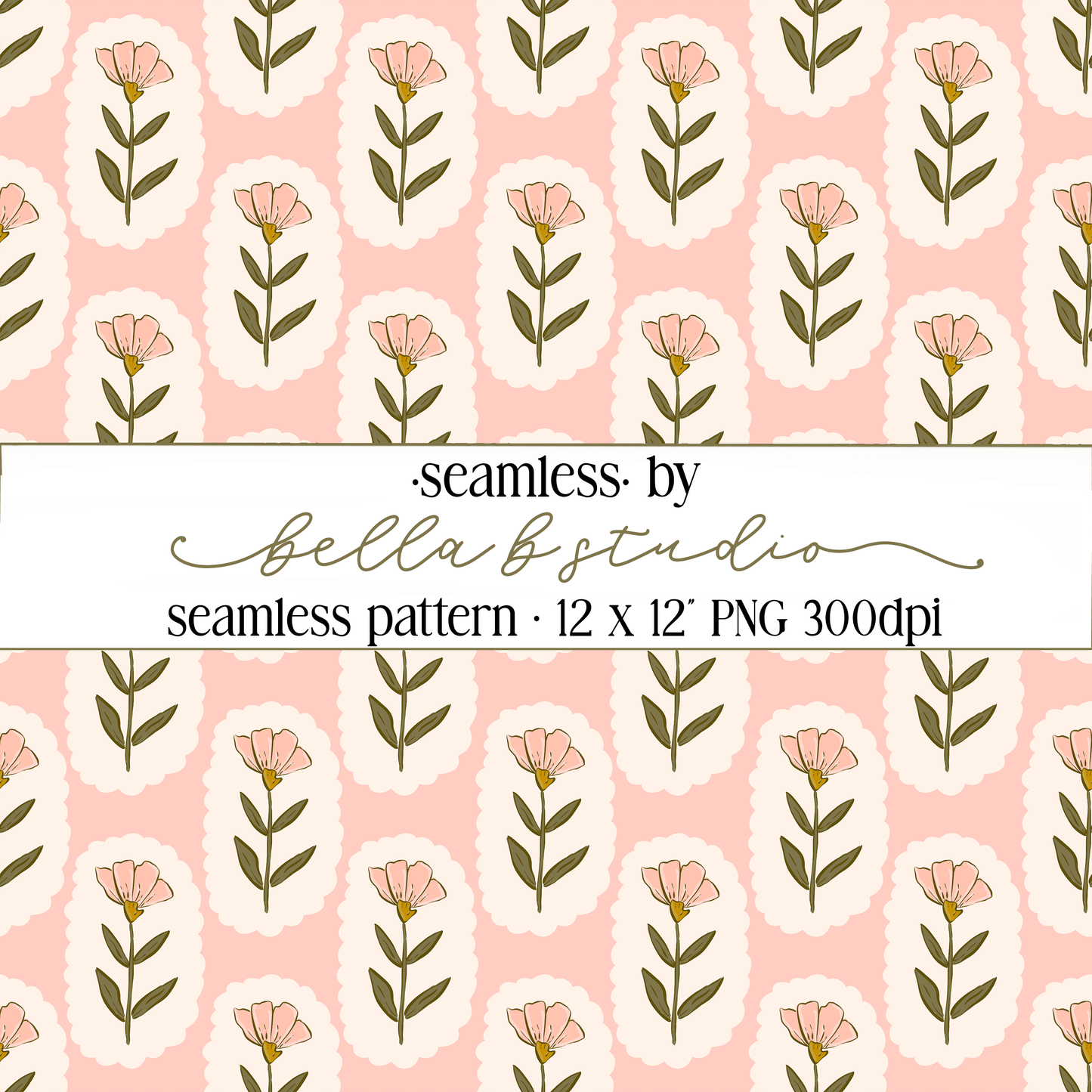 Pink Wildflowers Seamless Digital Paper - PNG File