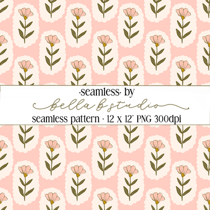 Pink Wildflowers Seamless Digital Paper - PNG File