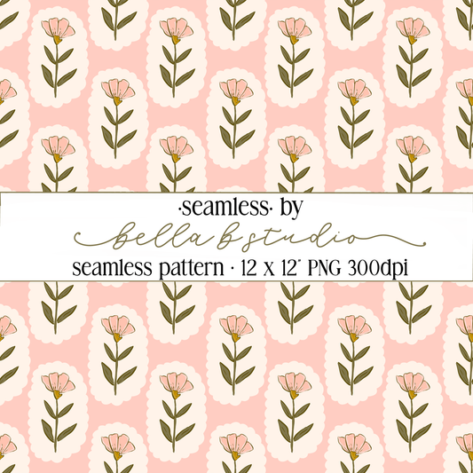 Pink Wildflowers Seamless Digital Paper - PNG File