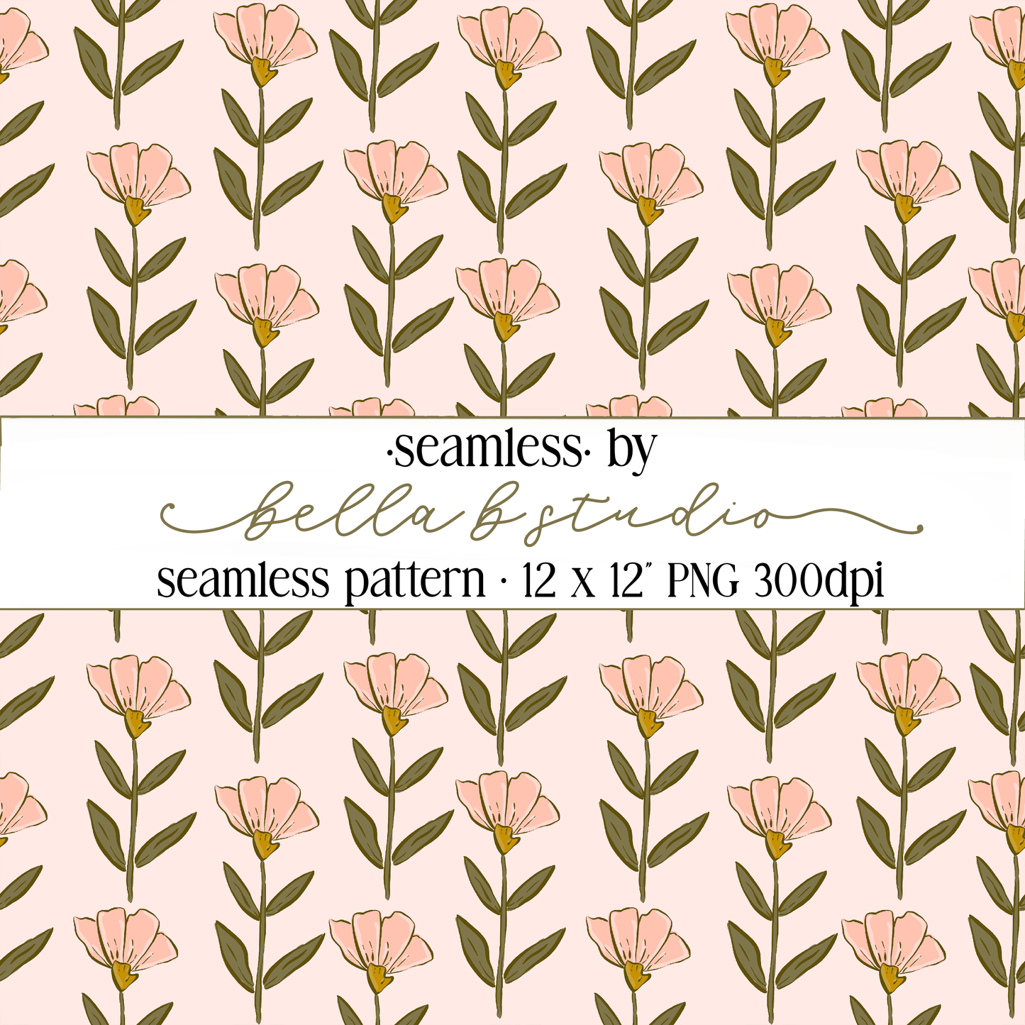 Organic Wildflower Seamless Digital Paper - PNG File