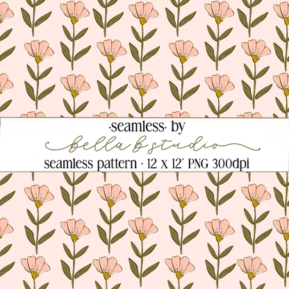 Organic Wildflower Seamless Digital Paper - PNG File