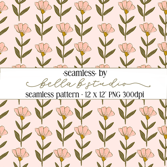 Organic Wildflower Seamless Digital Paper - PNG File