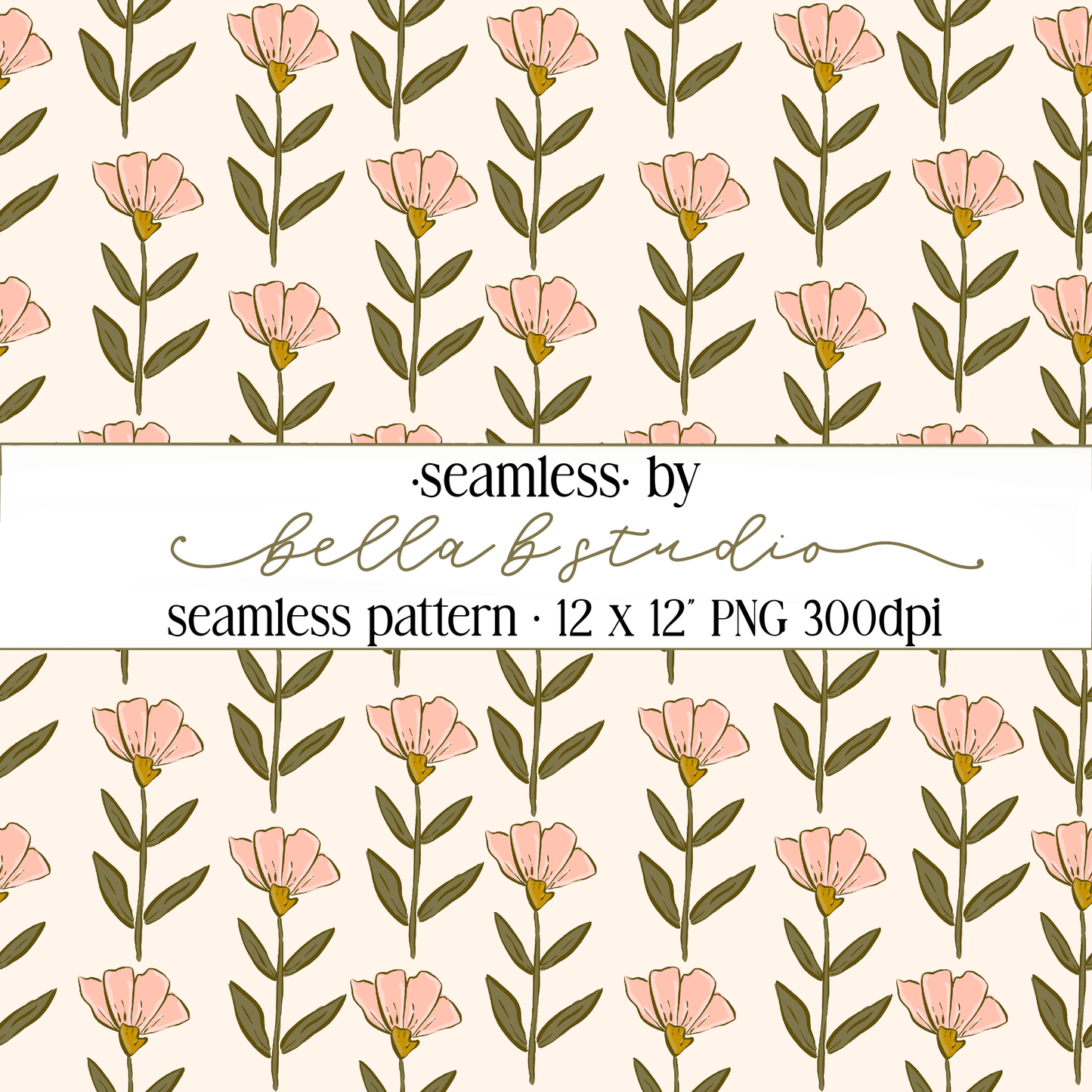 Organic Wildflower Seamless Digital Paper - PNG File