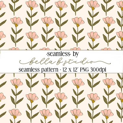 Organic Wildflower Seamless Digital Paper - PNG File