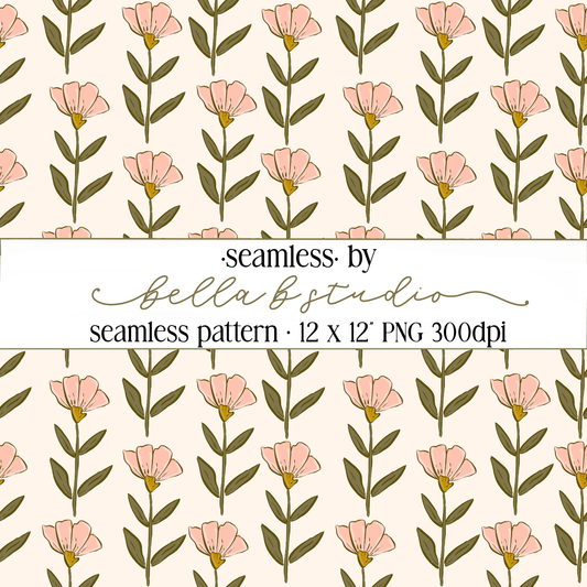 Organic Wildflower Seamless Digital Paper - PNG File