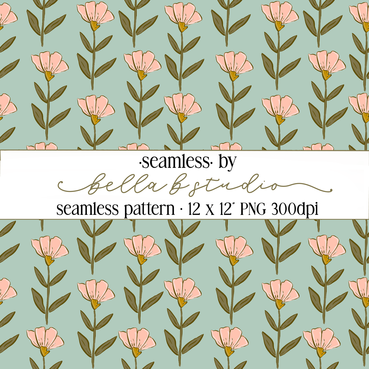 Organic Wildflower Seamless Digital Paper - PNG File