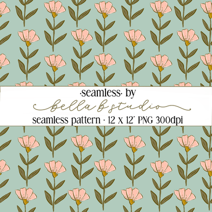 Organic Wildflower Seamless Digital Paper - PNG File