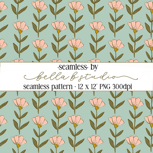 Organic Wildflower Seamless Digital Paper - PNG File