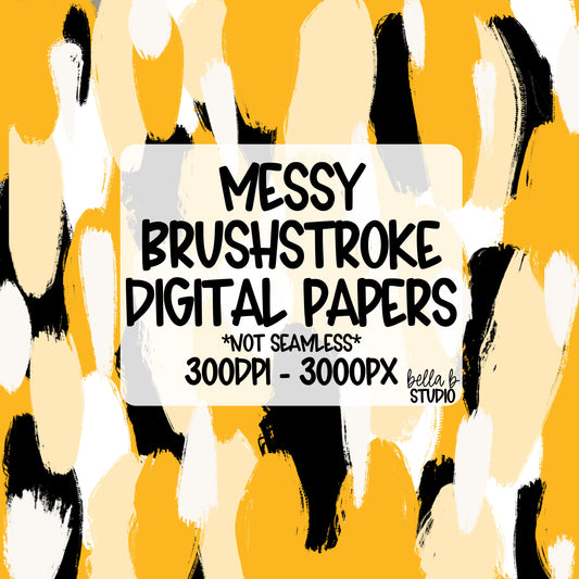 Yellow Gold Messy Brush Stroke Digital Paper PNG