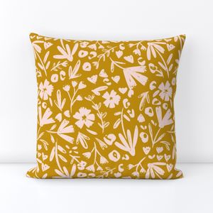 Mustard Floral Seamless Digital Paper - PNG File