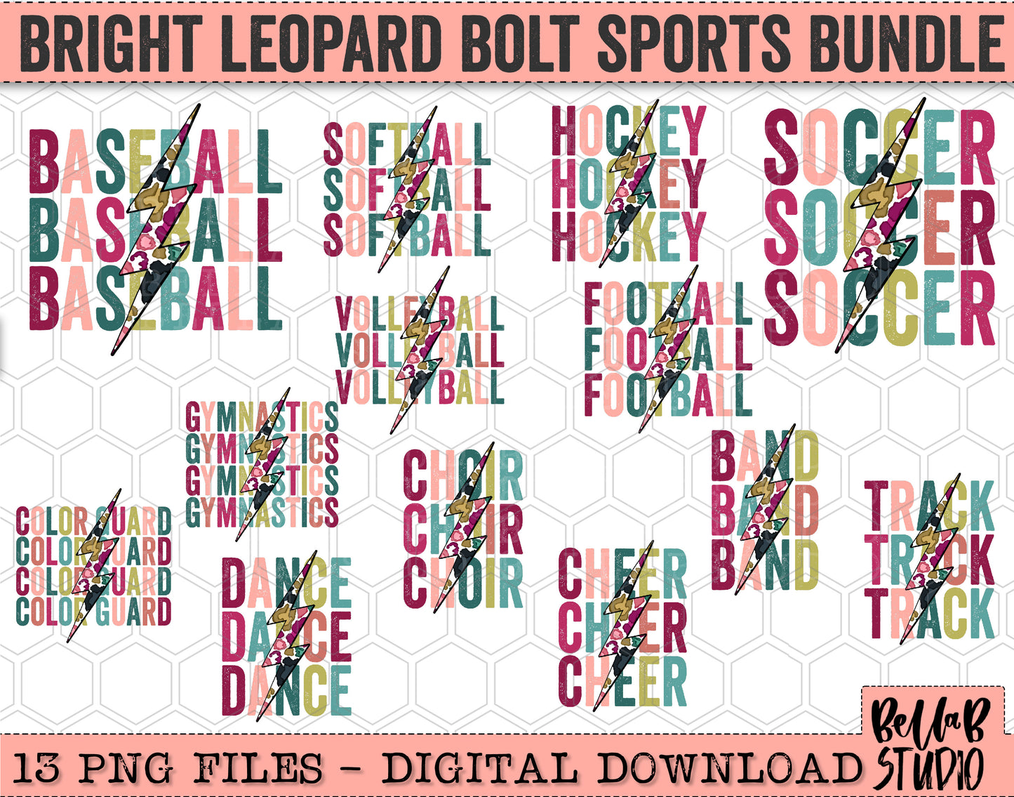 Bright Leopard Lightning Bolt Sports Bundle