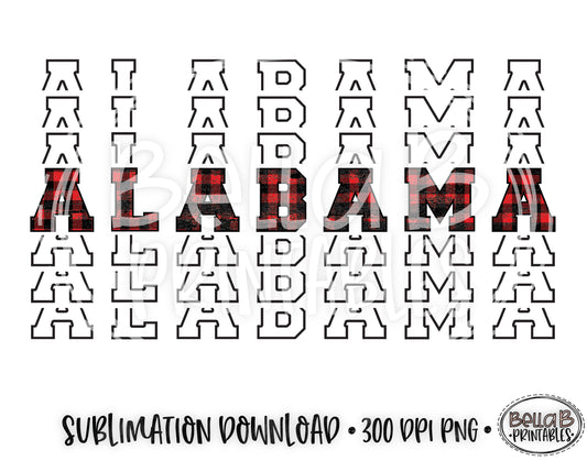 Alabama State Sublimation Design, Mirrored State Design