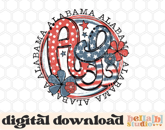 Alabama Retro Flowers PNG Design