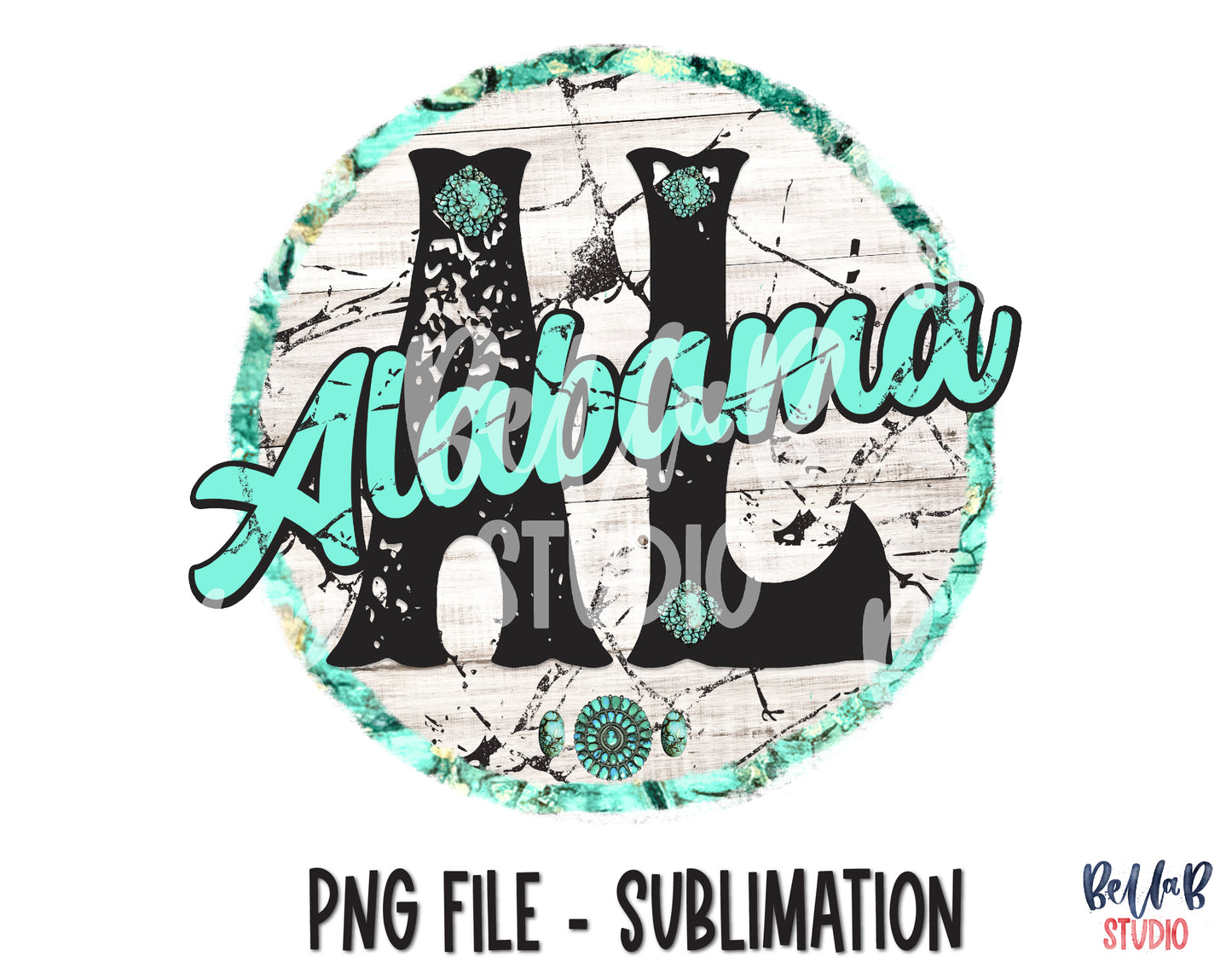 Alabama Turquoise Sublimation Design