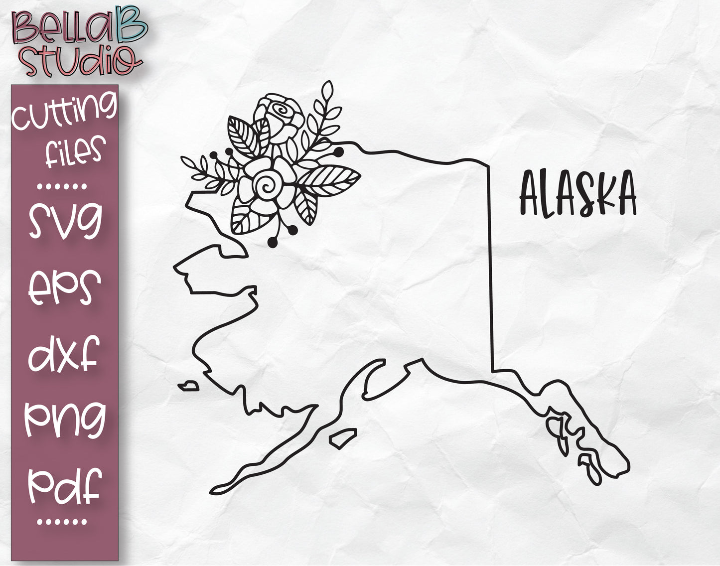 Floral Alaska Map SVG File