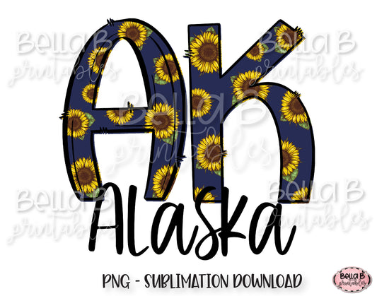 Sunflower Alaska State Sublimation Design