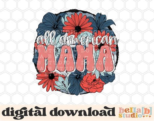 All American Mama Retro Floral PNG Design