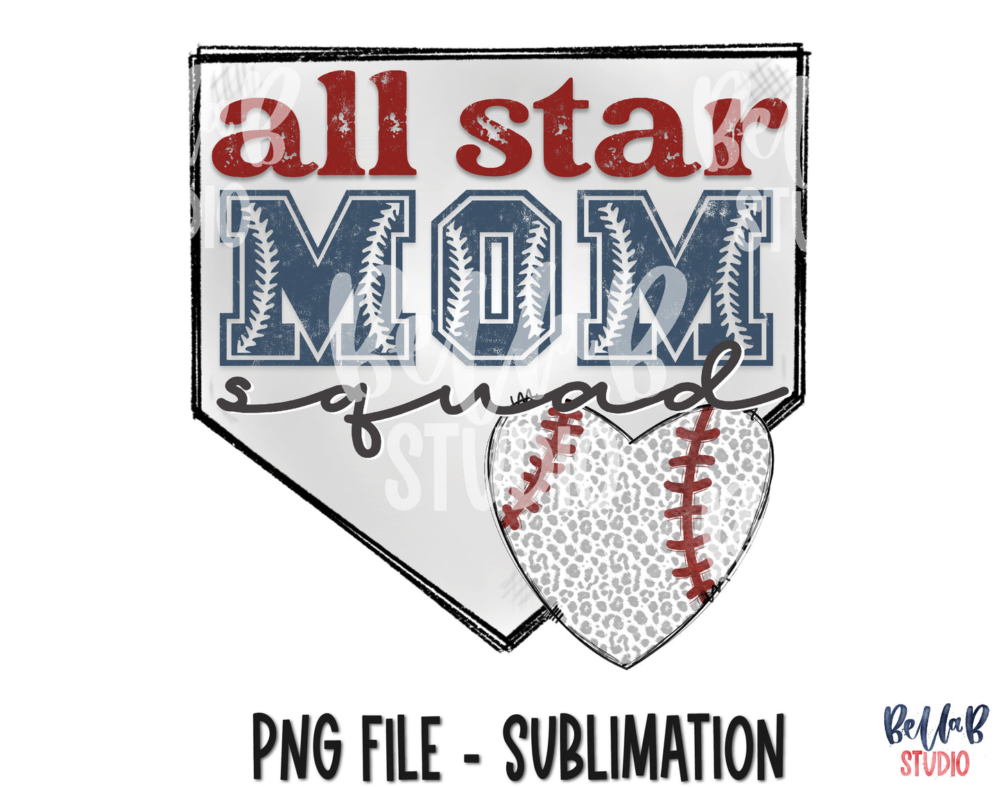 Baseball All Star Mom Squad Sublimation Design