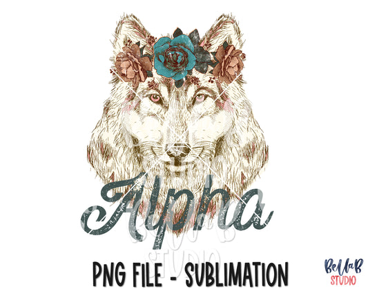 Alpha Female- Vintage Wolf Sublimation Design