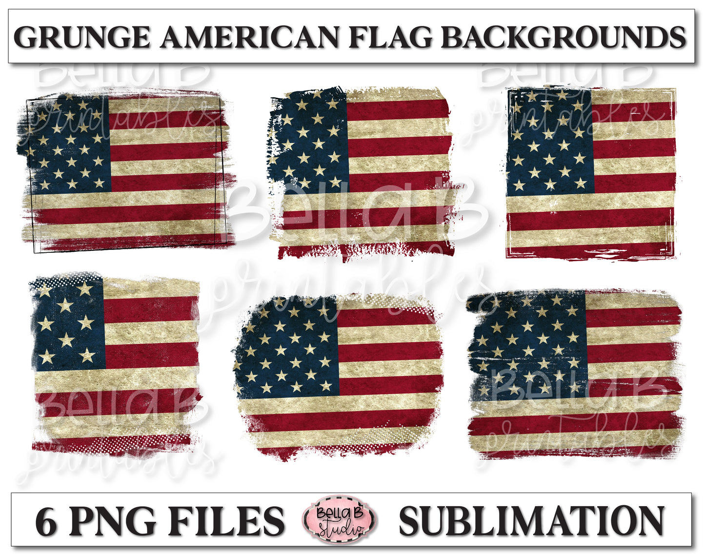 Patriotic, American Flag Sublimation Backgrounds