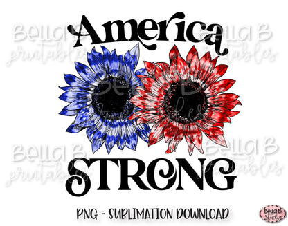 Tie Dye Sunflowers America Strong Sublimation Design