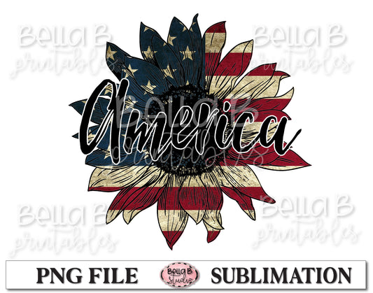 America Sunflower Sublimation Design