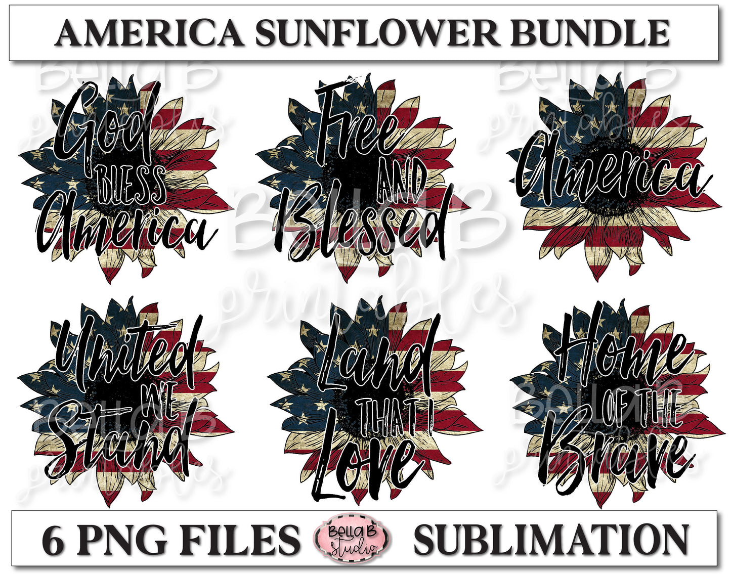 America Sunflower Sublimation Bundle
