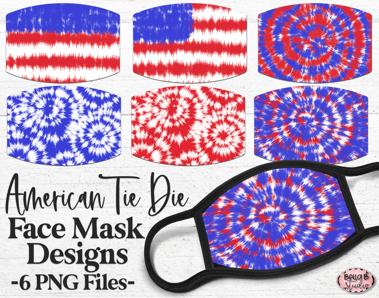 USA Tie Dye Sublimation Face Mask Designs