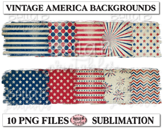 Patriotic, Vintage American Sublimation Backgrounds