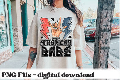 American Babe Retro Rock Bolt PNG Design