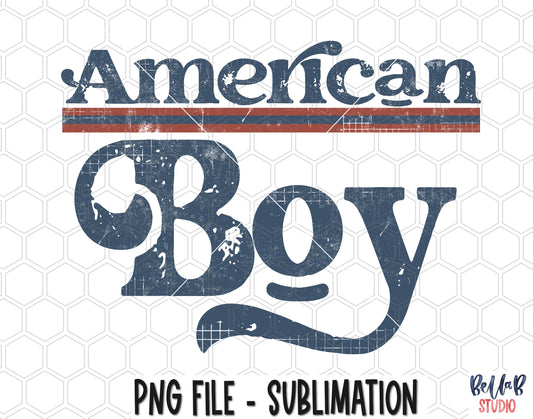 Retro American Boy Sublimation Design
