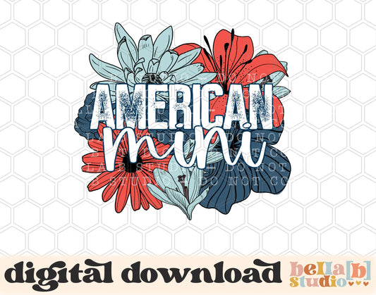 American Mini Neutral Floral PNG Design