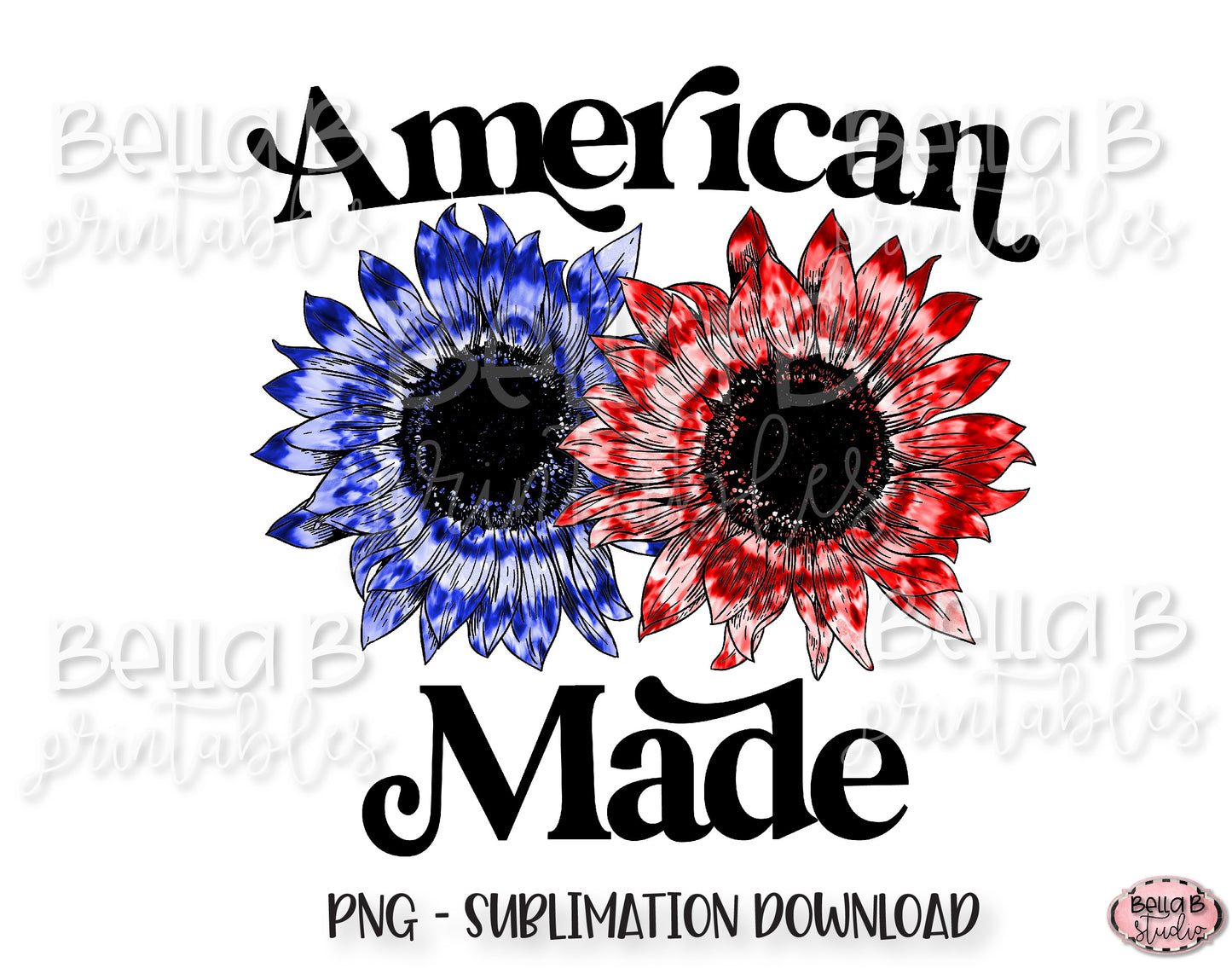 Tie Dye Sunflowers American Made Sublimation Design