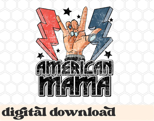 American Mama Retro Rock Bolt PNG Design