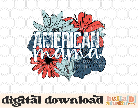 American Mama Neutral Floral PNG Design