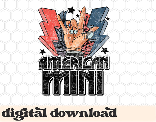 American Mini Retro Rock Bolt Wings PNG Design