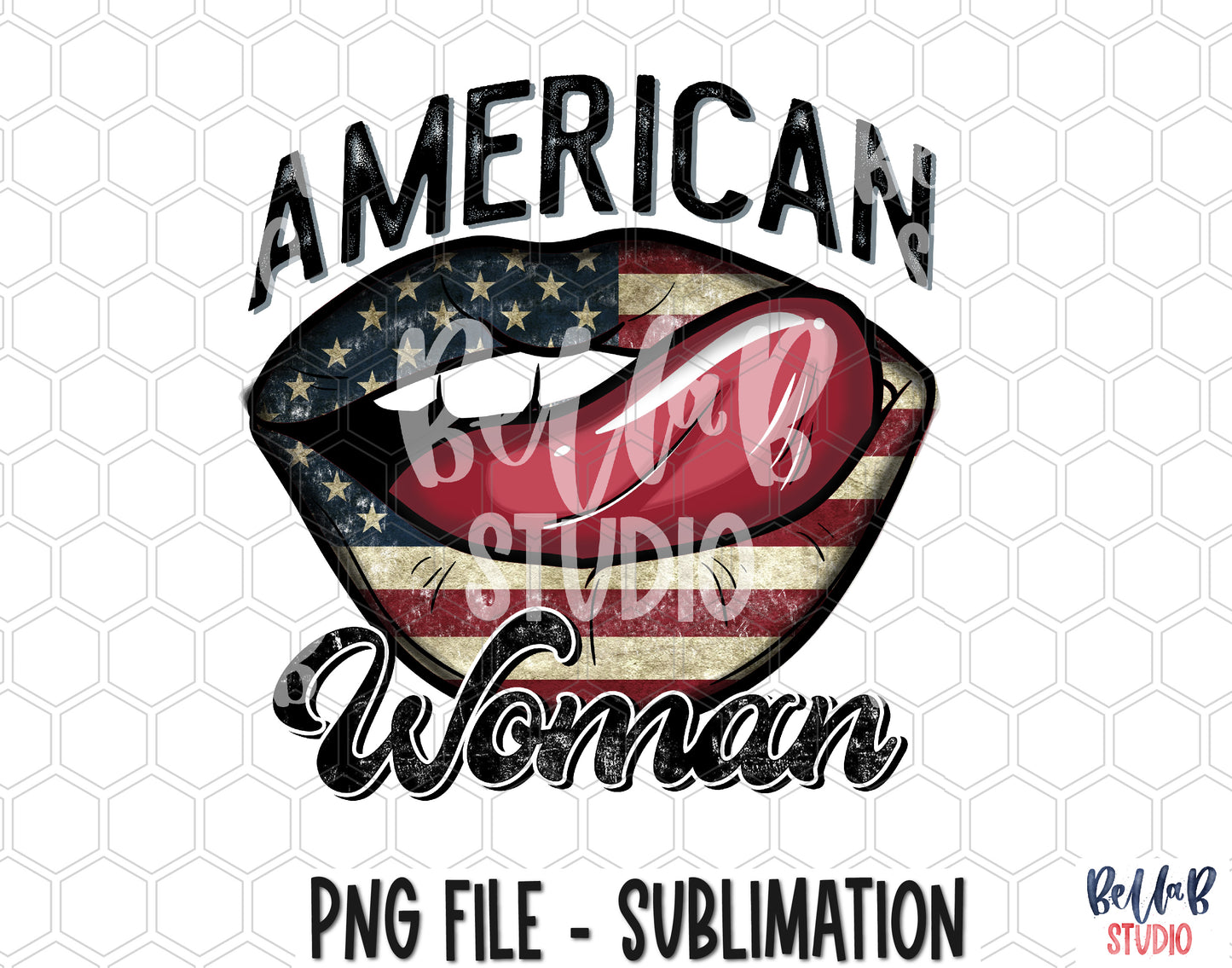 American Woman Lips Sublimation Design